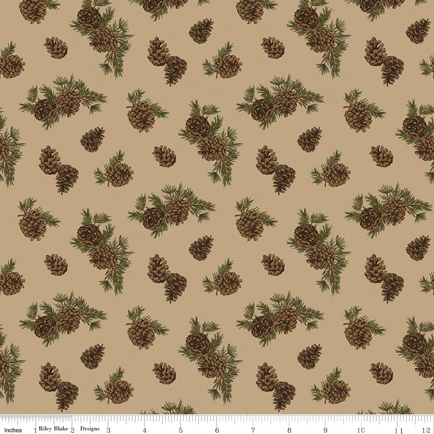 Pine Grove Pinecones Tan, C15933-TAN