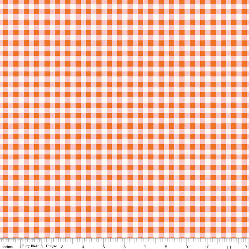 Cotton Nook Plaid Orange, sold in 1/2 yard increments; cut continuous,  C17976-ORANGE
