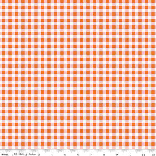 Cotton Nook Plaid Orange, sold in 1/2 yard increments; cut continuous,  C17976-ORANGE