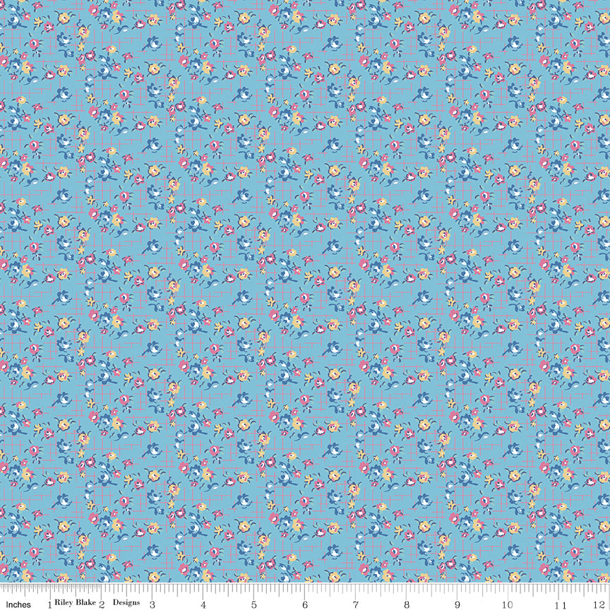 Dear Sweetheats Apron Grid Blue, C18091-BLUE