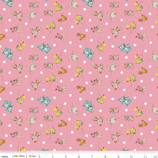 Dear Sweethearts Toy Toss Pink, sold in 1/2 yard increments, cut continuous, C18093-PINK