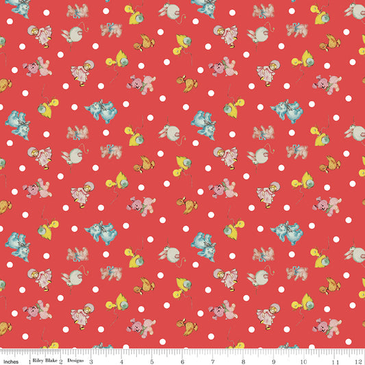 Dear Sweethearts Toy Toss Red, sold in 1/2 yard increments, cut continuous, C18093-RED