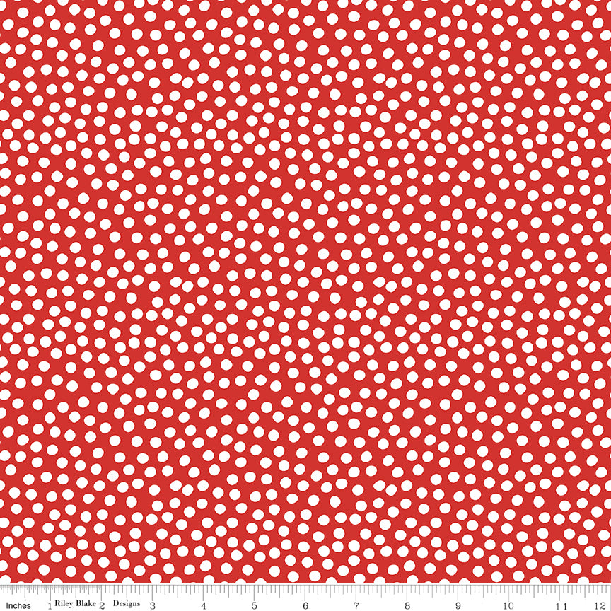 Dear Sweethearts Scramble Dots Red, sold in 1/2 yard increments, cut continuous, C18096-RED