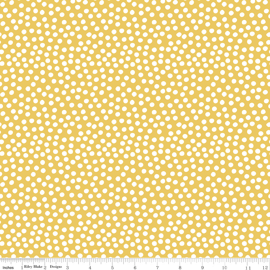 Dear Sweethearts Scramble Dots Yellow, sold in 1/2 yard increments, cut continuous, C18096-YELLOW