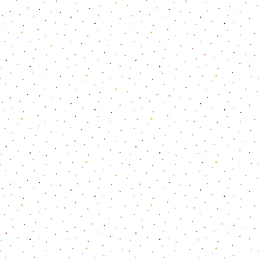 Dapple Dot on White Rainbow, Sold in 1/2 yard increments, Cut continuous