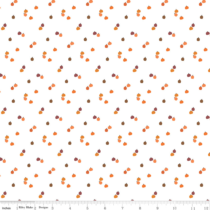 Pumpkins on White, fabric from the bolt, Riley Blake Designs, C652-WHITE