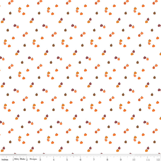 Pumpkins on White, fabric from the bolt, Riley Blake Designs, C652-WHITE