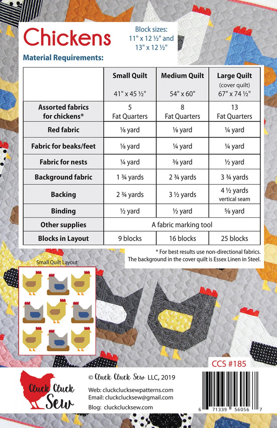 Chickens quilt pattern by Cluck Cluck Sew - not a download