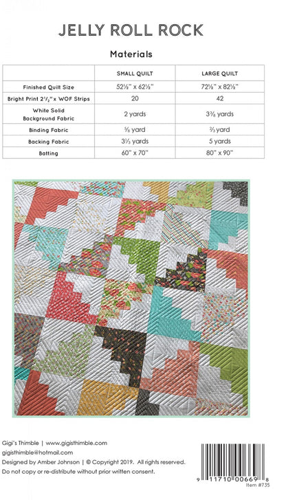 Jelly Roll Rock by Gigi's Thimble Quilt Patterns - not a download